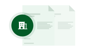 Referral documents with a building icon illustration