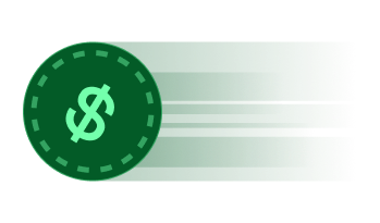 Dollar coin with motion lines illustration